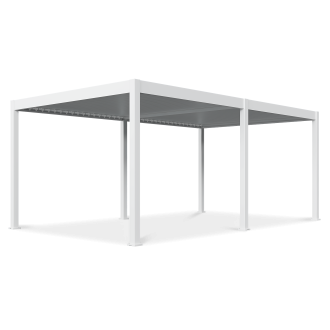Biela terasová pergola DELUXE Automatic s LED osvetlením v modernom minimalistickom dizajne