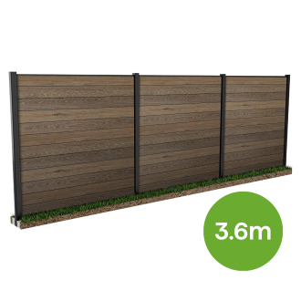Modulárny plot 3,6 m na zapichnutie do zeme Walnut Keter s označením dĺžky na zelenom kruhu