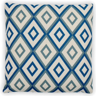 Záhradný vankúš MoodMe Veranda Blue 45x45 cm s modrým geometrickým vzorom kosoštvorcov na svetlom podklade