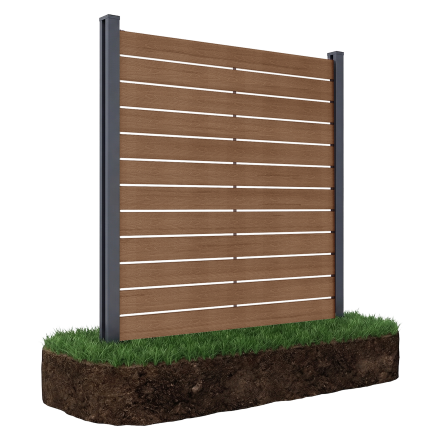 Záhradný plot pre mäkký podklad 1,8 m NEO Teak - Gutroof