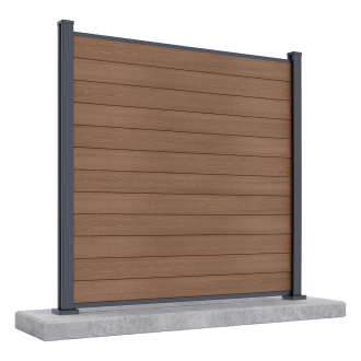 Záhradný panel na tvrdý podklad 1,8 m URBAN Teak Gutroof s tmavosivým rámom na betónovom podstavci