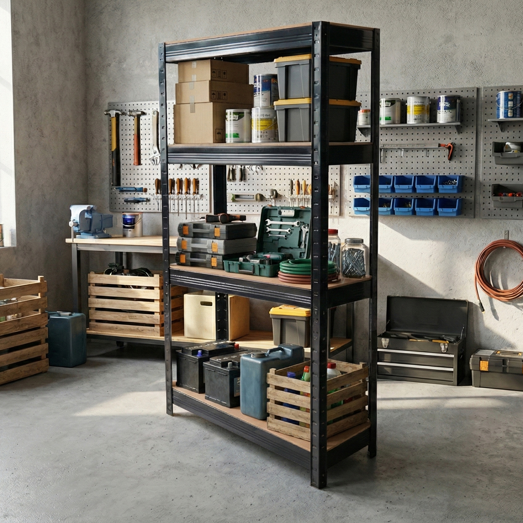 Kovový regál 150 x 70 x 30 cm ČIERNY - Hardmaister