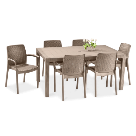 Súprava záhradného nábytku BALI/MELODY Cappuccino 6+1 - Keter