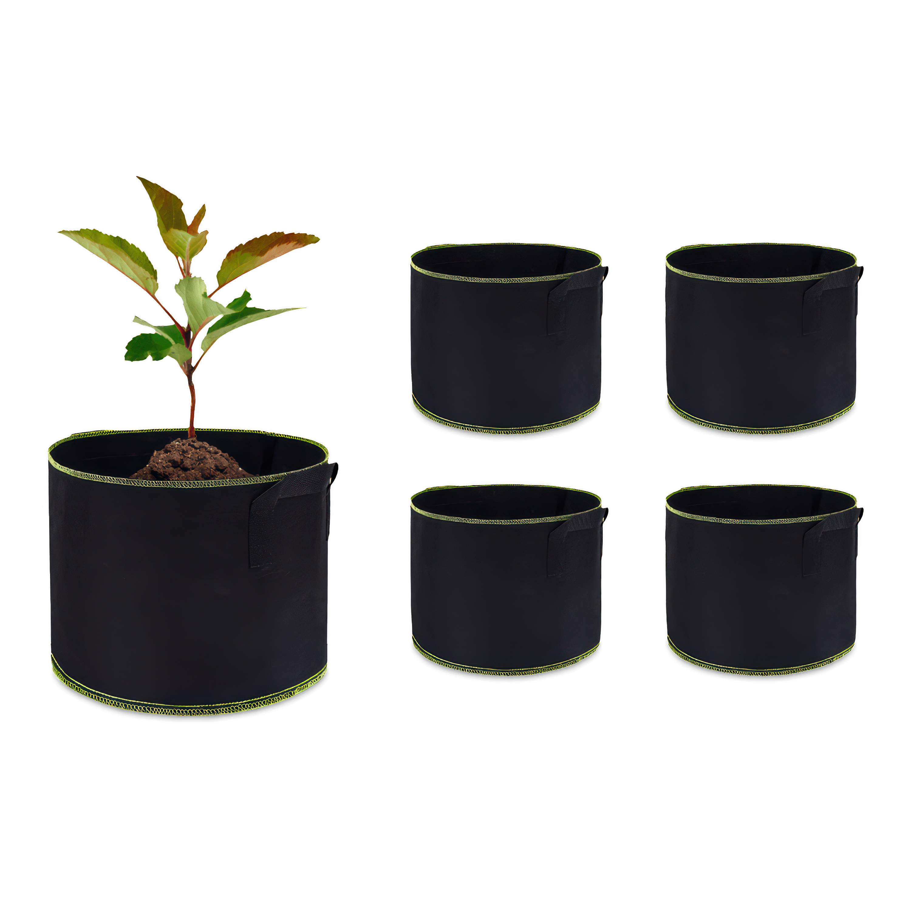 Sada textilných kvetináčov 5 ks Čierna 26L - CULTIVO