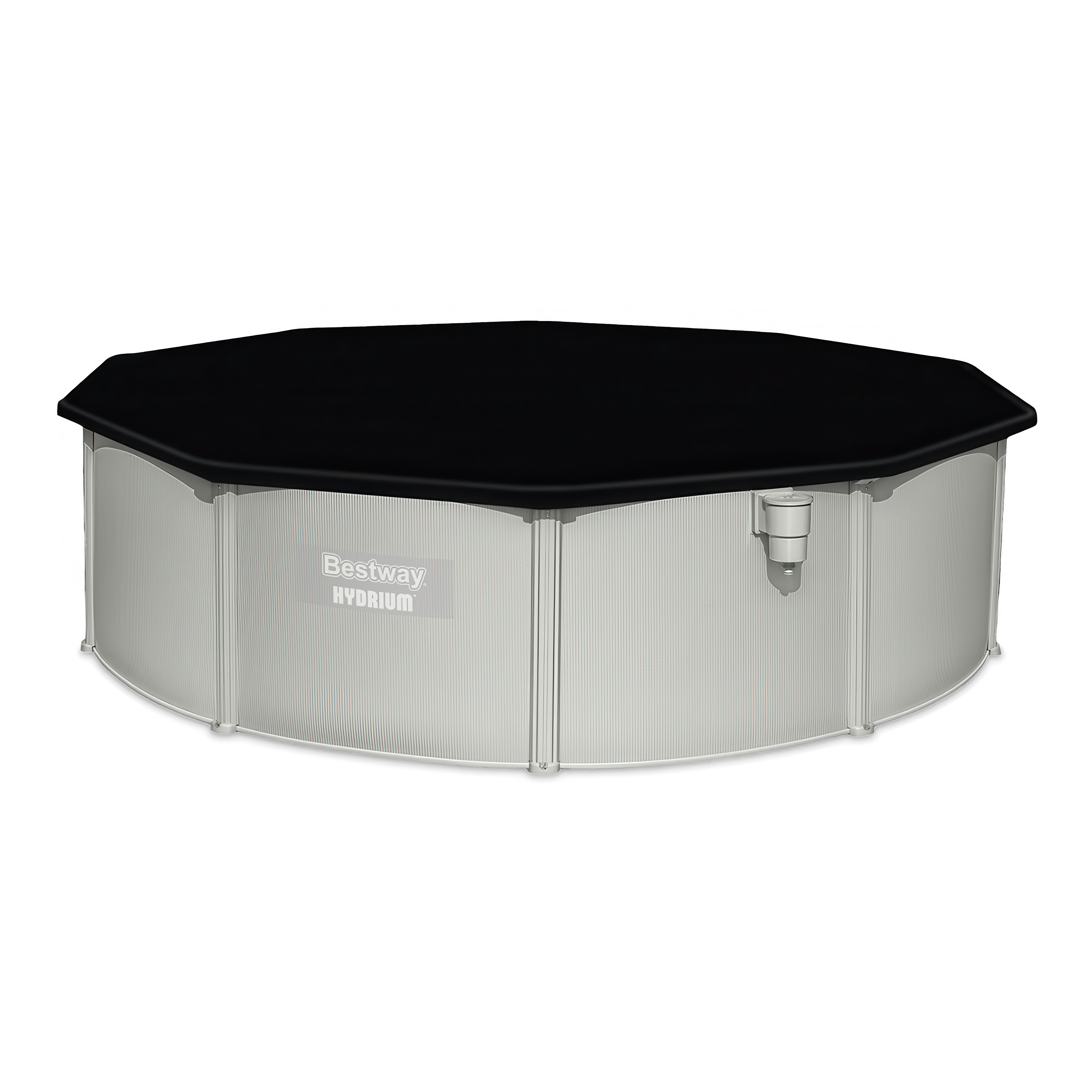 okrągły czarny pokrowiec na basen