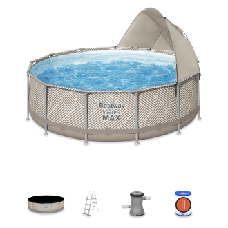 Letnia aranżacja rodziny spędzającej czas w basenie ogrodowym