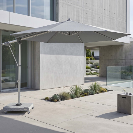 parasol ogrodowy na wysięgniku w kolorze szarym