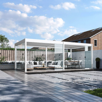 Sklenený posuvný panel na pergolu ELEGANCE/DELUXE/FUSION 3.6m White - Gutroof