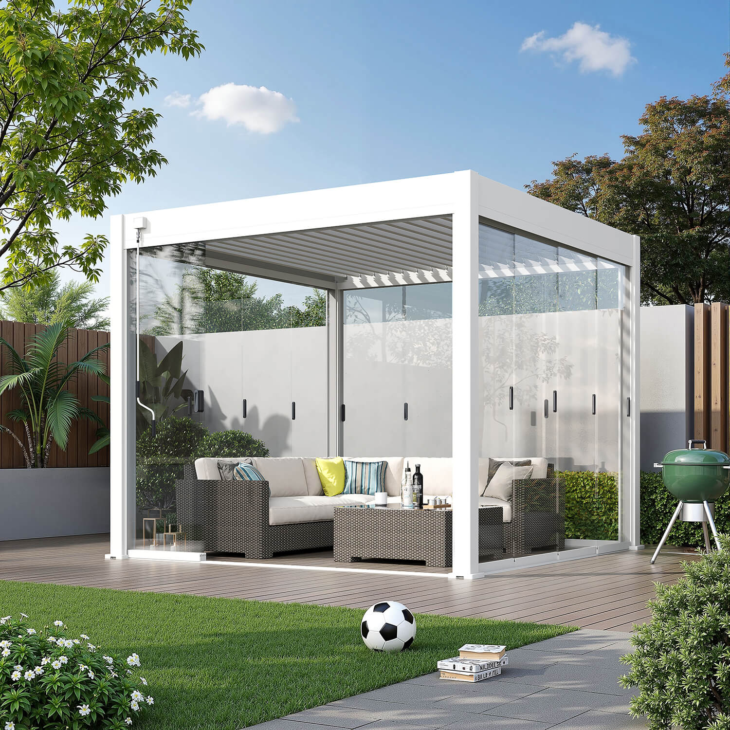 Posuvný sklenený panel pre pergolu ELEGANCE/DELUXE/FUSION 3m White - Gutroof