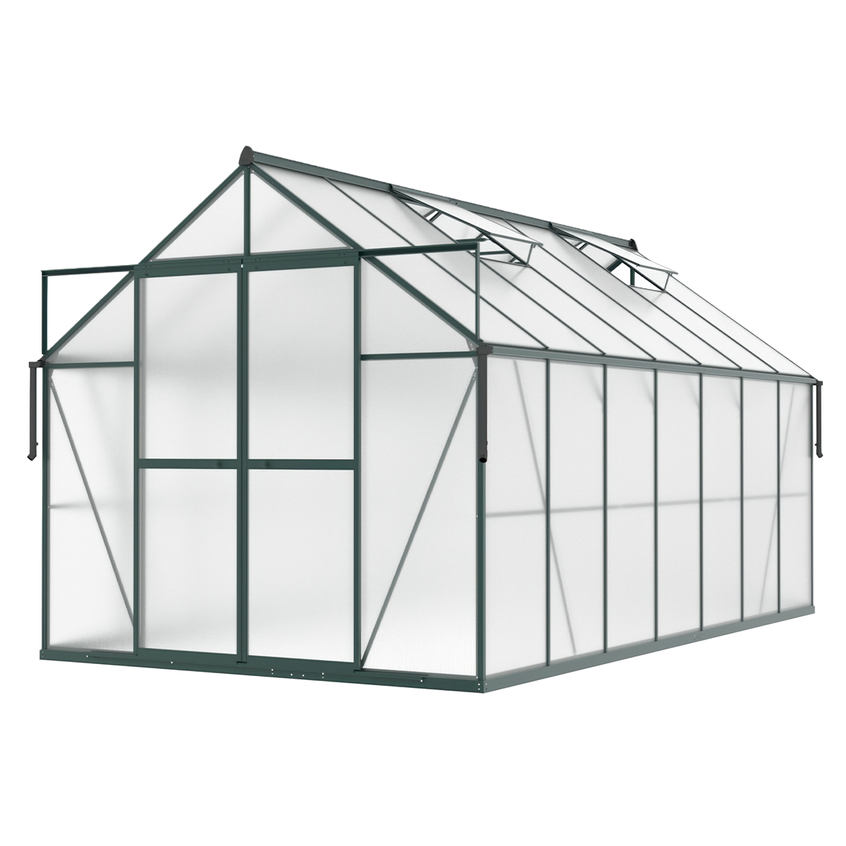 aranżacja ciemno zielonej szklarni na pomidory 