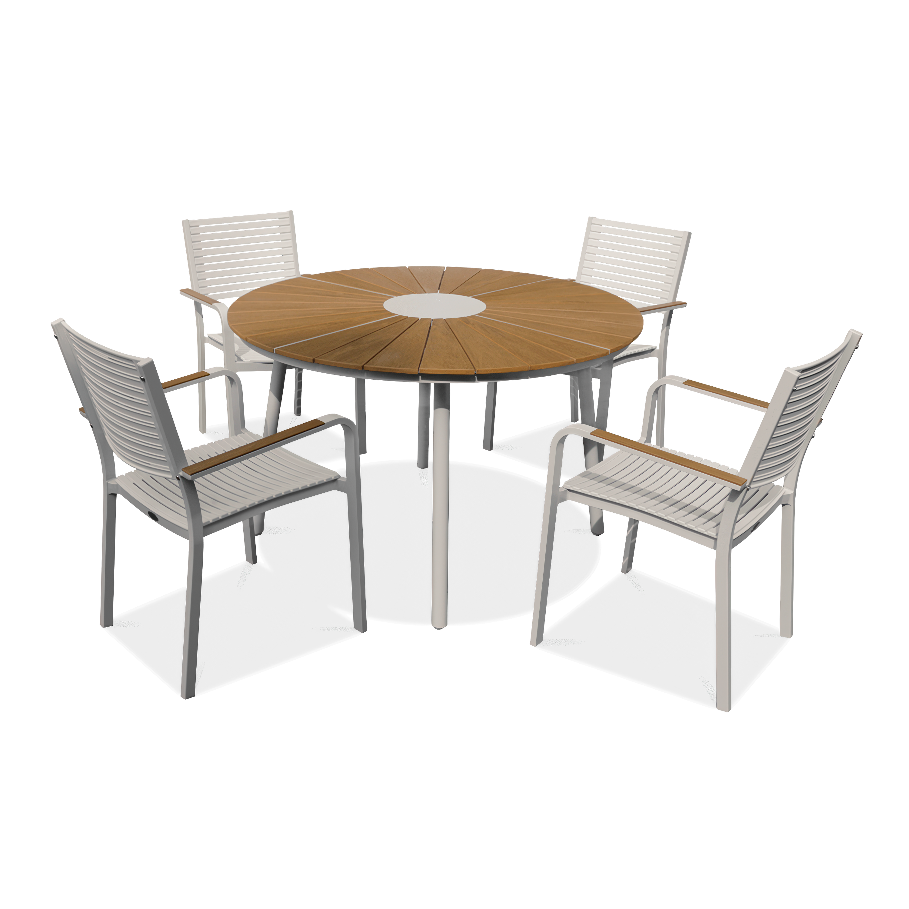 Czteroosobowy biały zestaw jadalniany tacoma - cztery krzesła i okrągły stół 