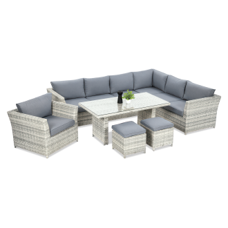 Technorattan rohový MONIZ DINING PLUS Biela Sivá