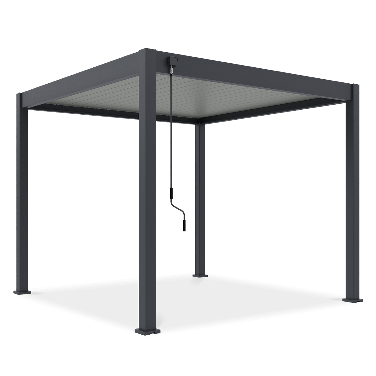 Pergola tarasowa ELEGANCE 3x3 w kolorze Antracytowym z lamelami w kolorze jasno szarym