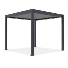 Hliníková bioklimatická pergola Gutroof ELEGANCE AUTOMATIC 3x3 m s LED osvetlením na čiernom pozadí