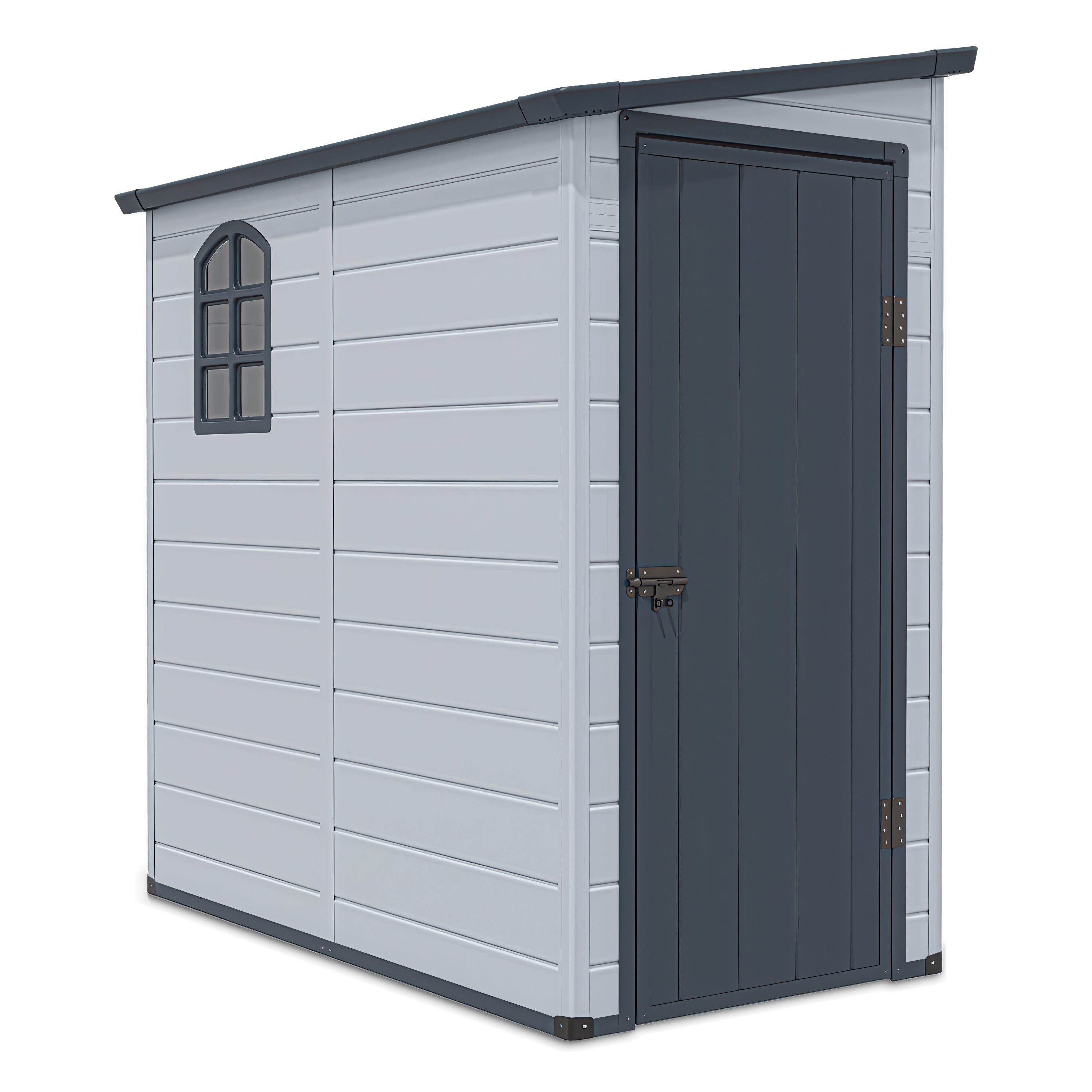 Jasno-szary domek BOSTON o wymiarach 109x192cm na narzędzia ogrodowe