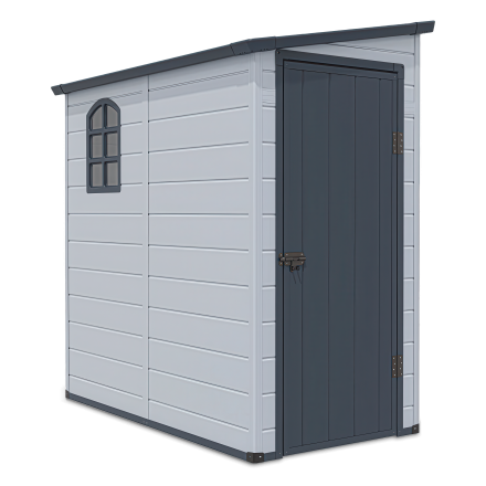 Jasno-szary domek BOSTON o wymiarach 109x192cm na narzędzia ogrodowe