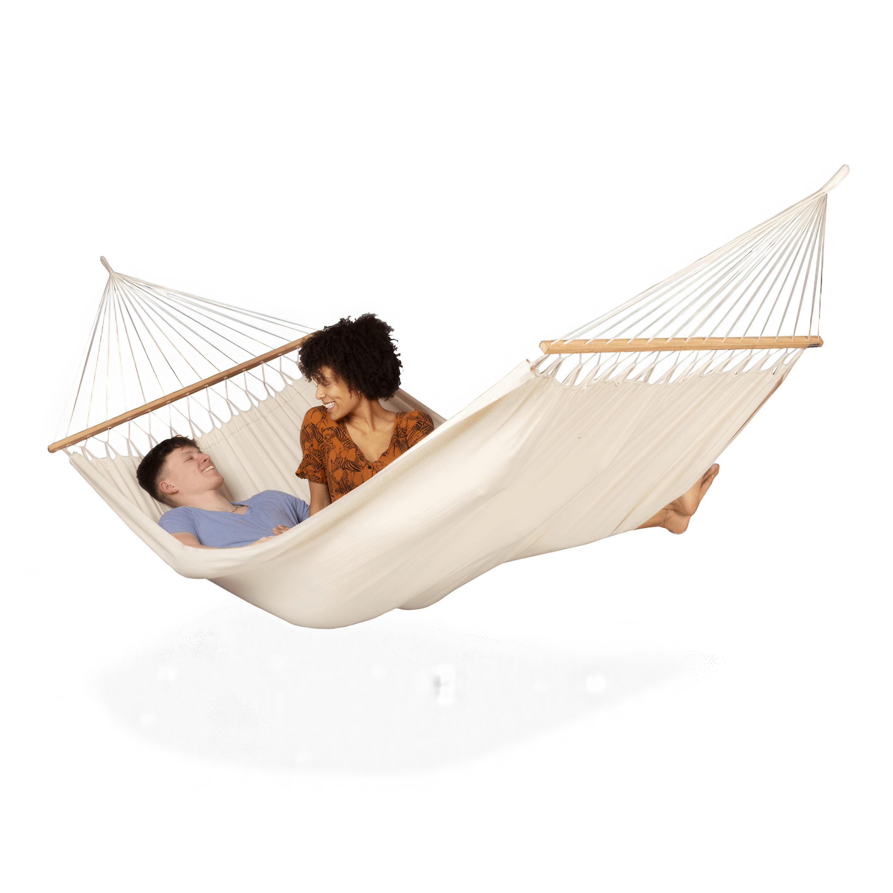 FLORENCIA Latte hojdacia sieť pre dve osoby s tyčou z organickej bavlny - LA SIESTA