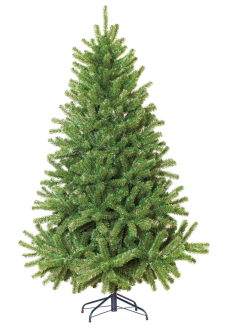 Hustý umelý vianočný smrek MoodMe Winterberry 160 cm na štvornohom kovovom stojane na bielom pozadí