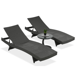 Lounge set DUO dve ležadlá WAVE + stôl PREMIO Dark Grey - Focus Garden