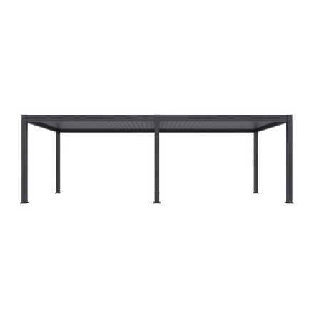 Elektrická hliníková pergola Gutroof DELUXE PRO 4x8 m v antracitovej farbe z čelného pohľadu