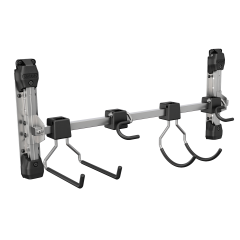 Nástenný vešiak na náradie Keter Wall Hanger so striebornou lištou a nastaviteľnými čiernymi háčikmi na náradie