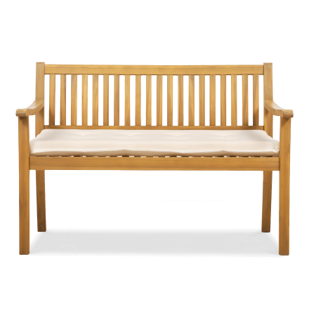 Drevená záhradná lavica s vankúšom ALNES Teak Look