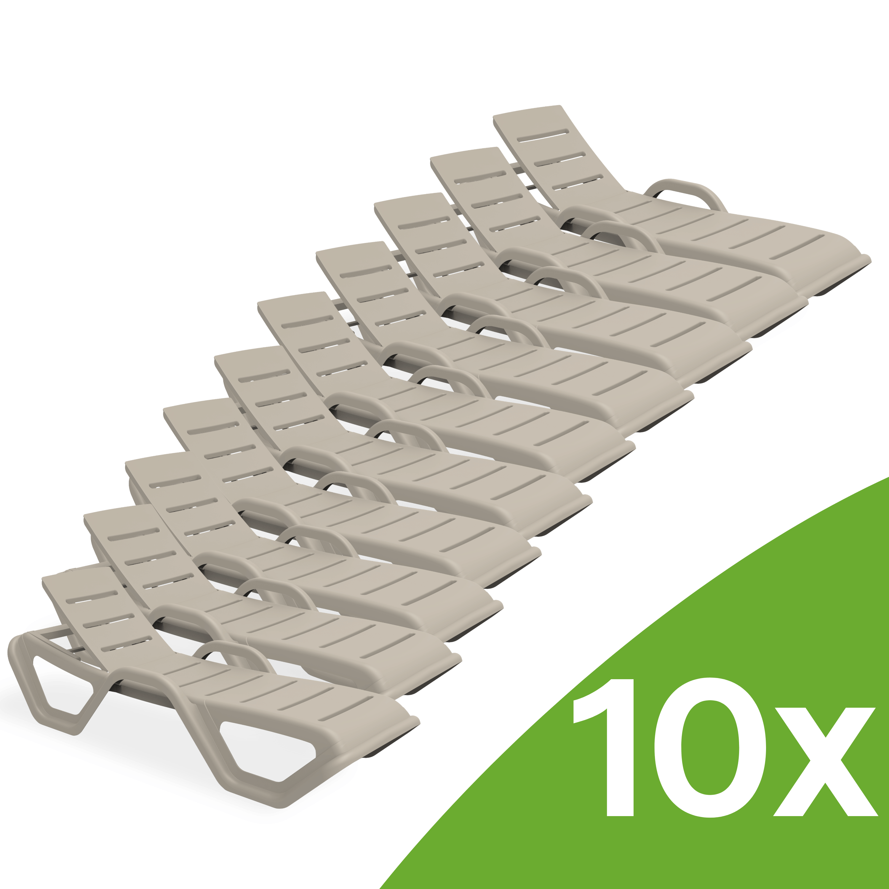 Sada 10 terasových lehátok MONOBLOCK Taupe New - Bjorkka
