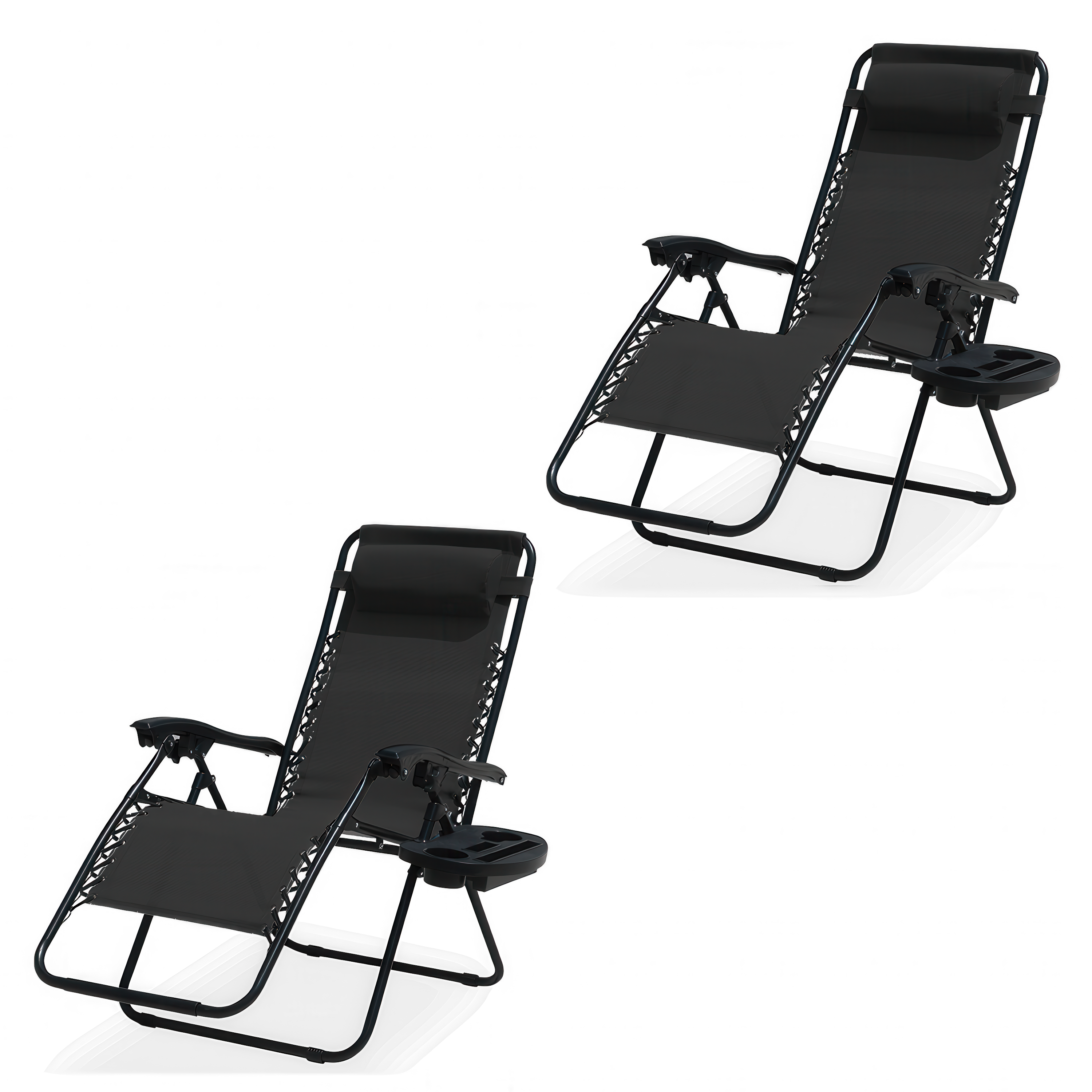Zestaw dwóch składanych leżaków ogrodowych Laguna Black Focus Garden bez tła PNG