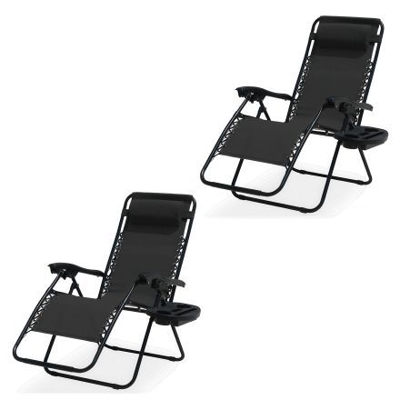 Zestaw dwóch składanych leżaków ogrodowych Laguna Black Focus Garden bez tła PNG