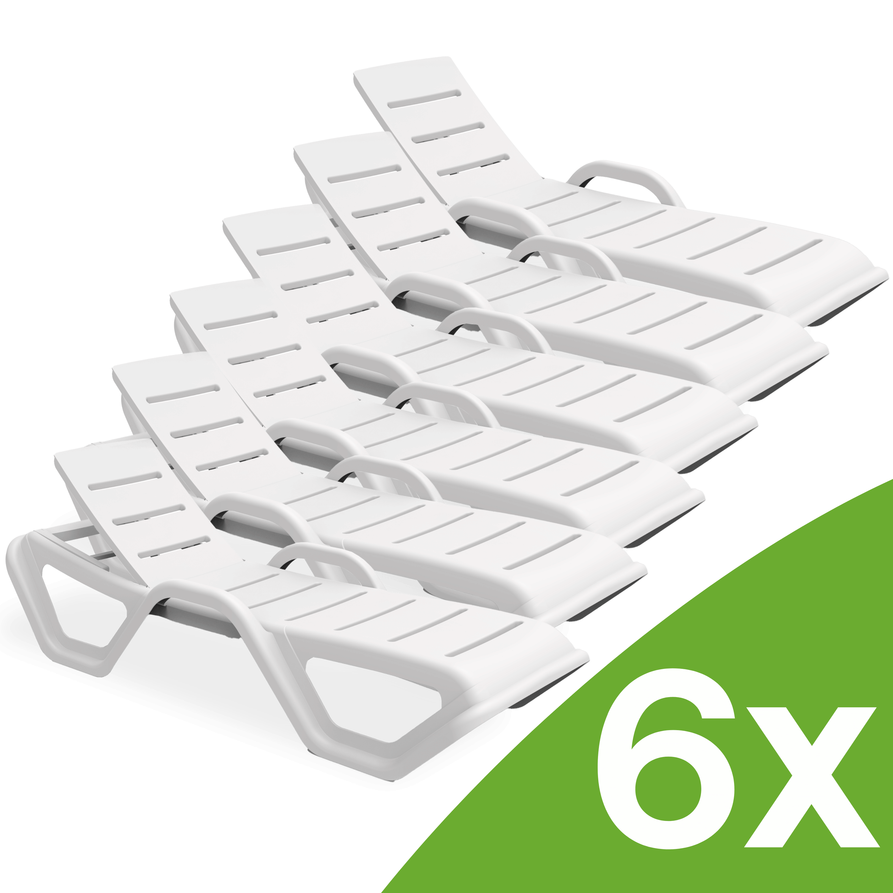 Sada 6 záhradných lehátok MONOBLOCK White New - Bjorkka