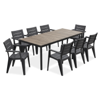 Záhradná jedálenská súprava JULIE/PORTO 8+1 Graphite Ashwood Black Steel - Keter
