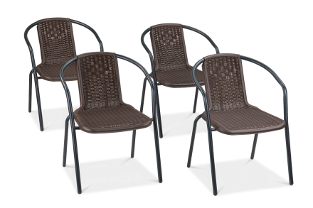 Zestaw krzeseł balkonowych Simple Brown 4 sztuki Focus Garden bez tła PNG