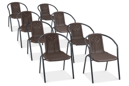 Zestaw krzeseł ogrodowych Simple Brown 8 sztuk Focus Garden bez tła PNG