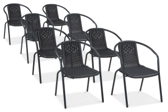 Zestaw krzeseł ogrodowych Simple Graphite 8 sztuk Focus Garden bez tła