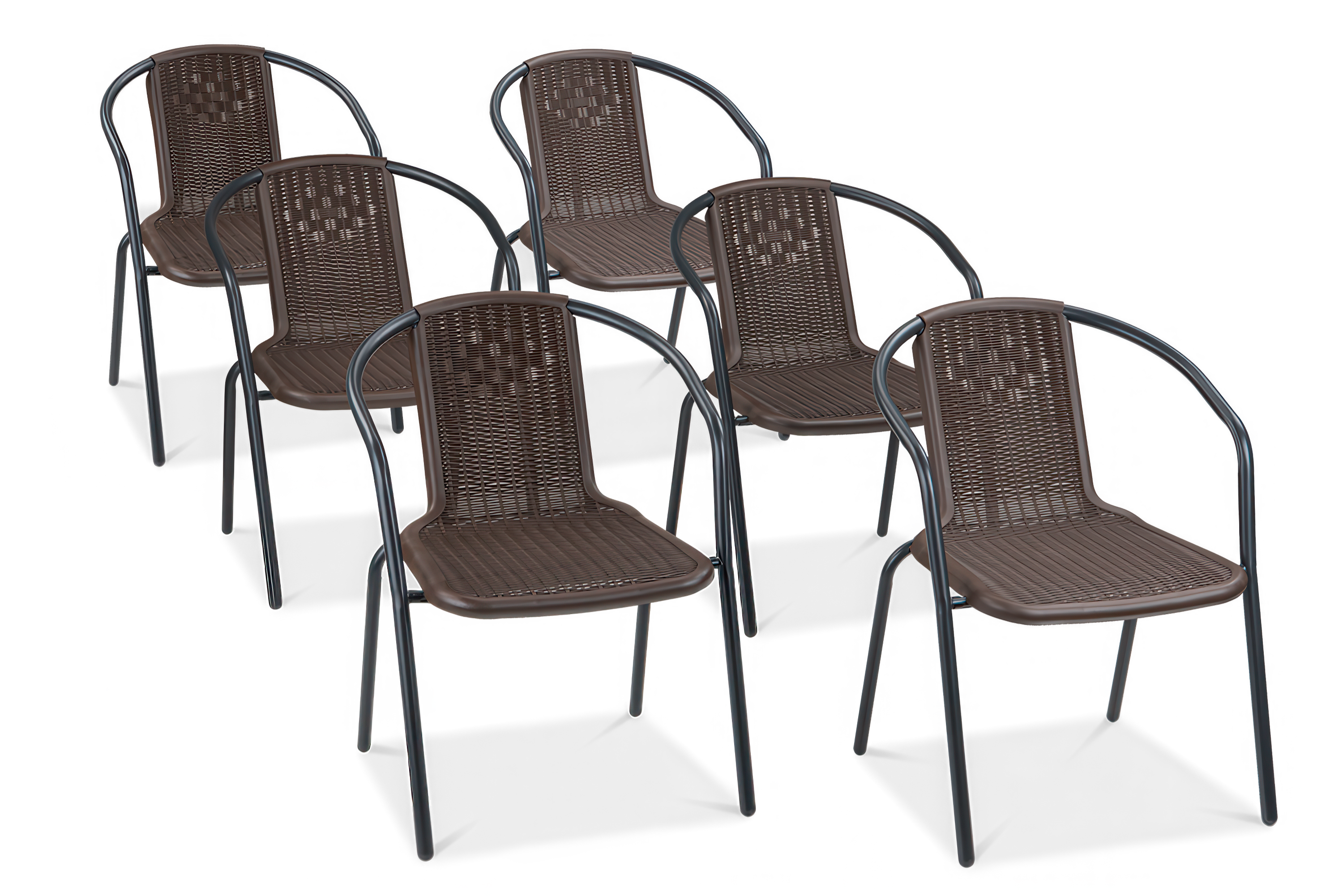 Zestaw krzeseł tarasowych Simple Brown 6 sztuk Focus Garden bez tła PNG