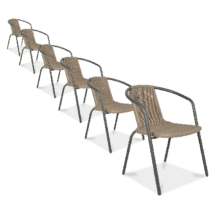 Súprava 6 stoličiek na terasu SIMPLE Cappucino - Focus Garden