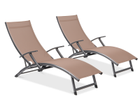 2x hliníkové záhradné ležadlo RELAX Taupe