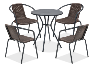 Zestaw mebli balkonowych Simple 4+1 brown - FOCUS GARDEN