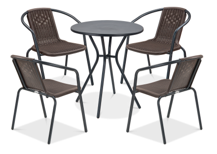 Zestaw mebli balkonowych Simple 4+1 brown - FOCUS GARDEN
