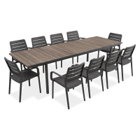 Záhradný nábytok súprava PORTO 10+1 GRAPHITE/BL ASHWOOD 200-280cm - KETER