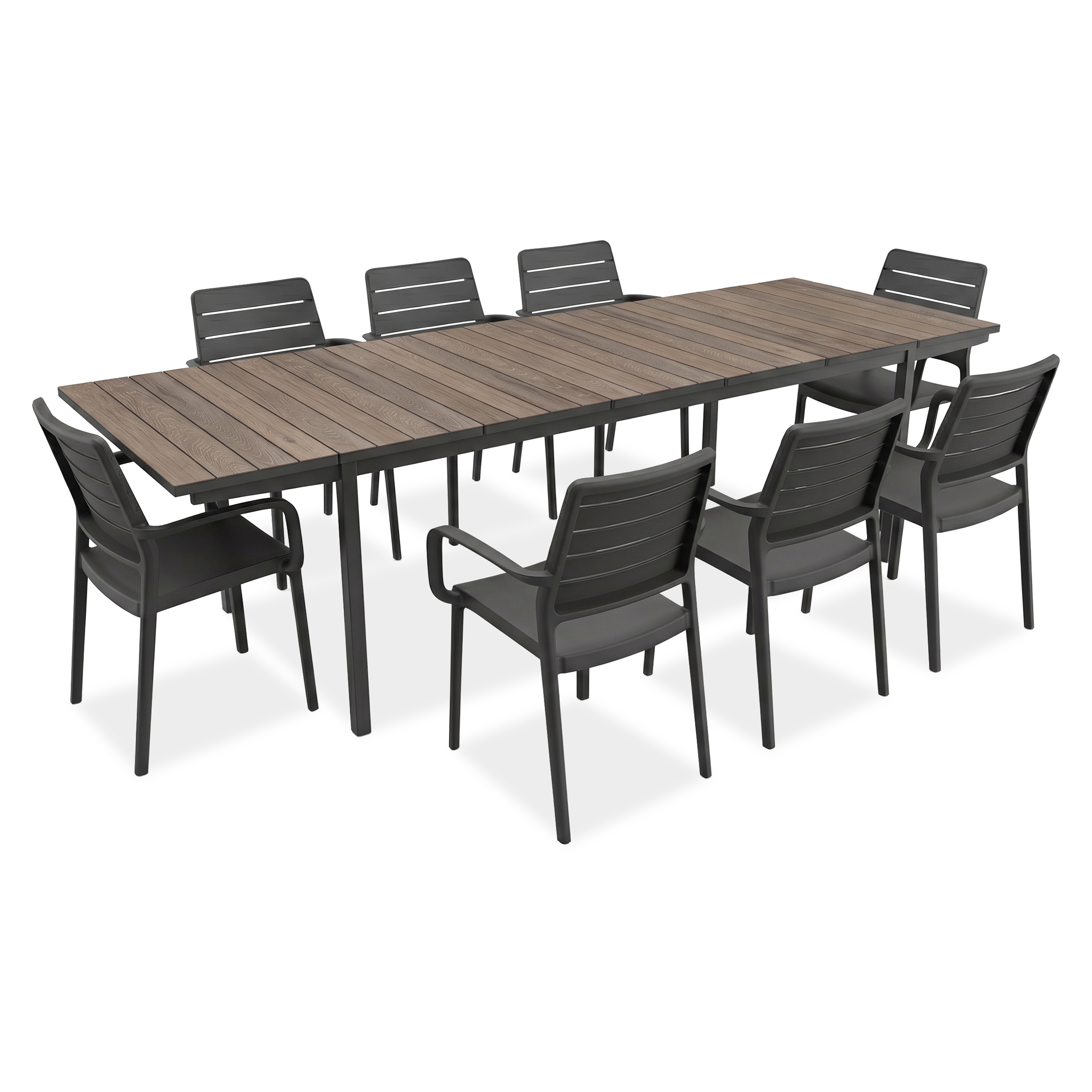 Zostava záhradného nábytku PORTO 8+1 GRAPHITE/BL ASHWOOD 200-280cm - KETER