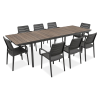Zostava záhradného nábytku PORTO 8+1 GRAPHITE/BL ASHWOOD 200-280cm - KETER