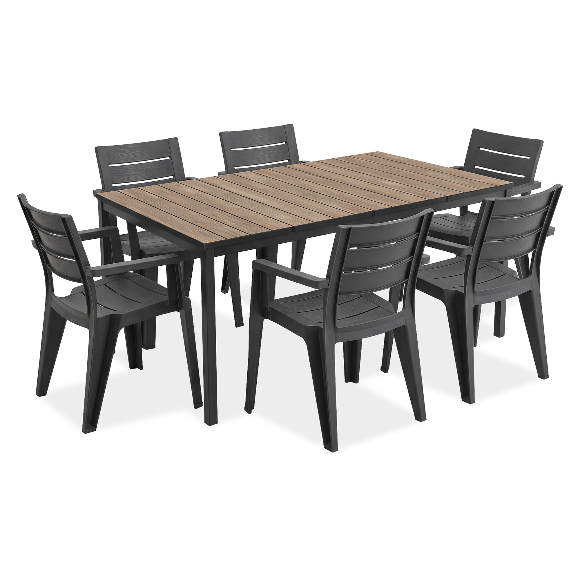 Jedálenský set JULIE/PORTO 160 6+1 Graphite Black Ashwood - Keter