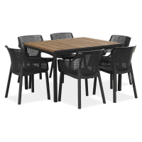 Jedálenská súprava ELISA/PORTO 6+1 Graphite Ashwood Black Steel - Keter