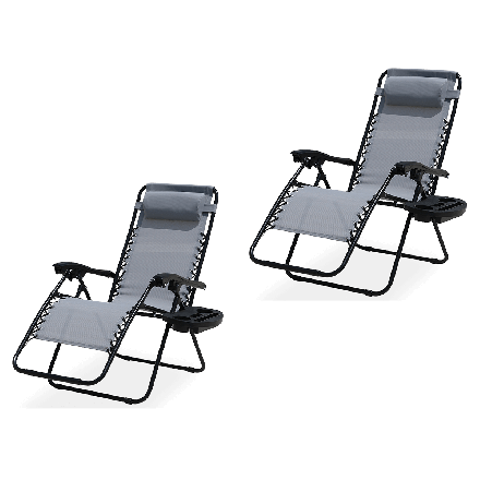 Súprava skladacích ležadiel do záhrady - LAGUNA Light Grey 2 ks. - Focus Garden