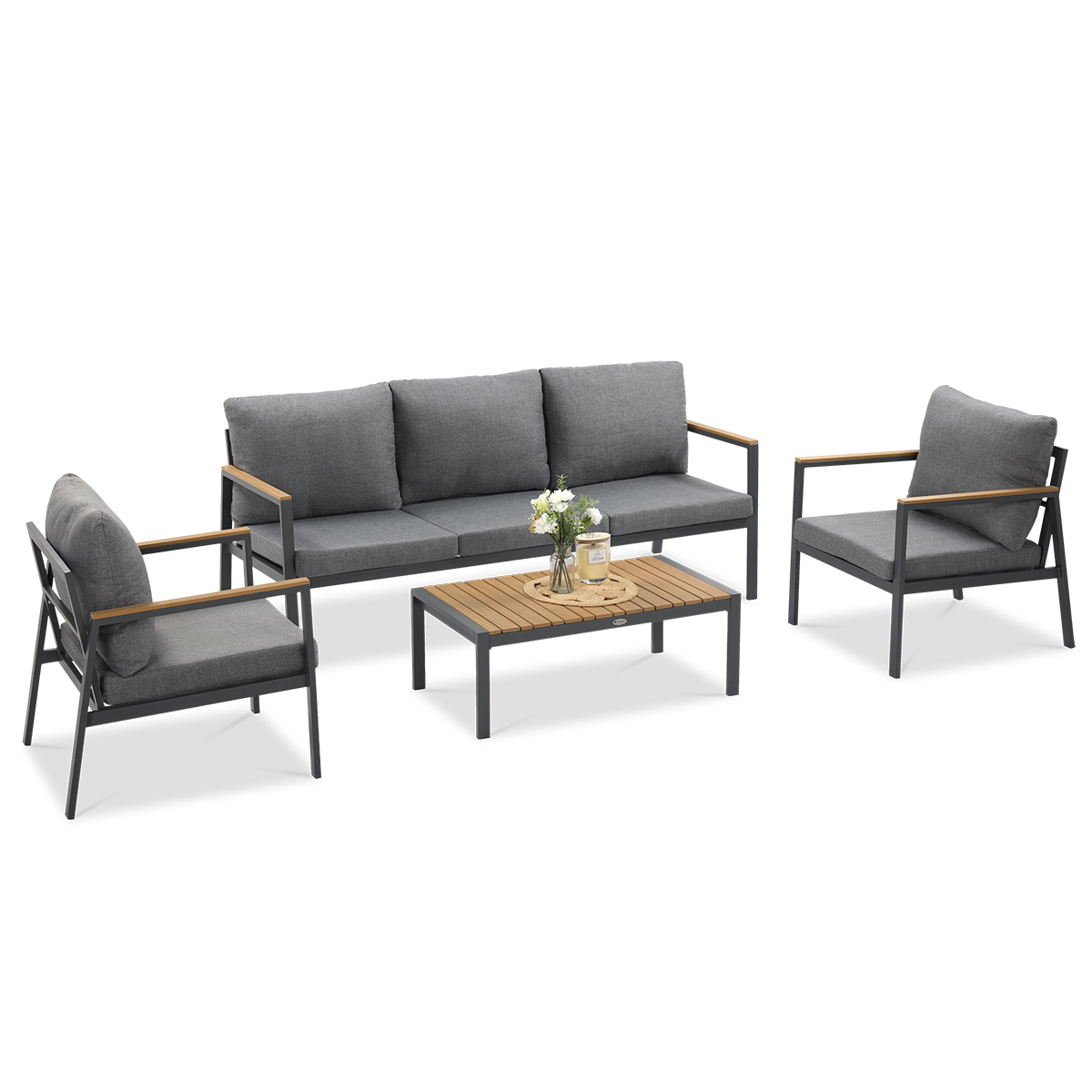 Set záhradného nábytku EDISON CAFFE Dark Grey - Focus Garden