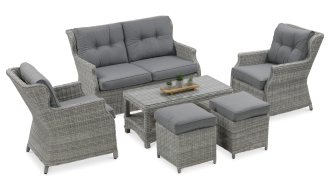 Zestaw meblowy TRIVENTO 2 z pufami w kolorze white grey