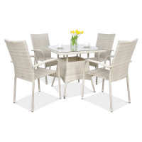 Technorattanová záhradná súprava FIESTA/LUGO 4+1 biela