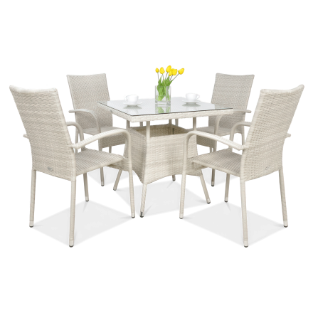 Zestaw ogrodowy technorattan FIESTA/LUGO 4+1 White