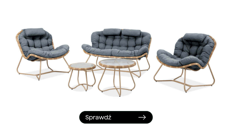 Zestaw mebli wypoczynkowych RODOS CAFFE Natural/Grey - Focus Garden